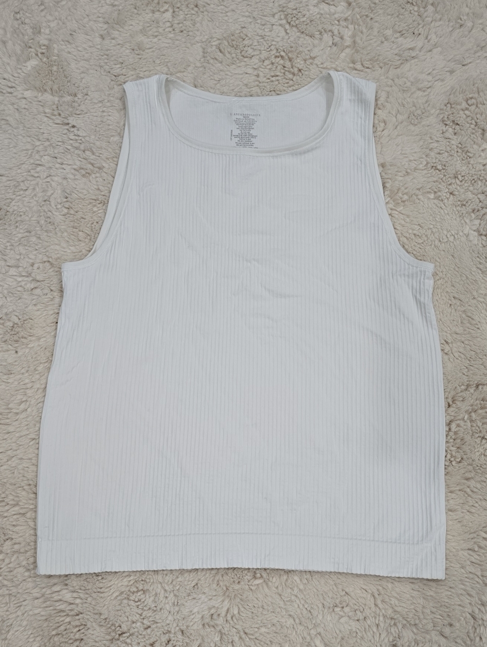 Anthropologie White Ribbed Scoop Tank